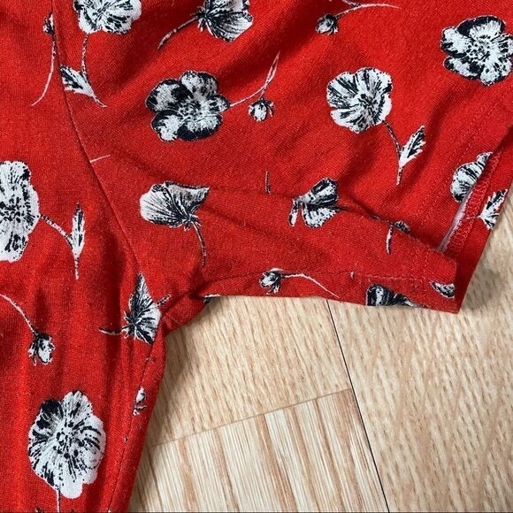 Topshop Red Pansey Floral Print Dress - Size: 2 - Picture 13 of 13